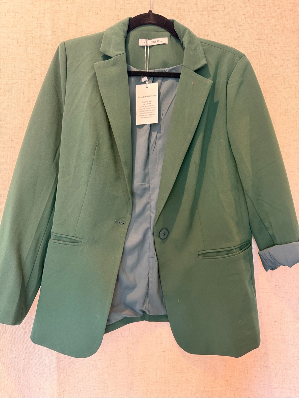 Forest Green Single-Button Blazer Jacket - Cot'n Belle